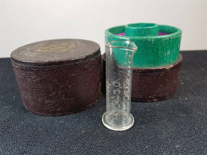 Antique Medicine Glass Minim Measure in Original Case Box Victorian Etched Glass Original