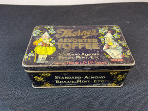 Vintage Art Deco Toffee Tin Box with Children's Clown Illustration 1920's Original