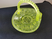 Load image into Gallery viewer, Antique Yellow Uranium Glass Basket Bowl Early 1900&#39;s Original
