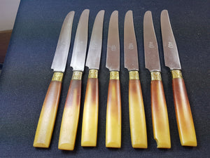 Antique Arts and Crafts Art Deco Dinner Knives Knife Cutlery Set of 7 Early 1900's