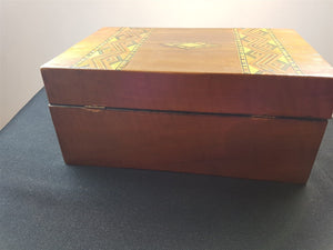 Antique Wooden Inlaid Jewelry Trinket Box Tunbridge Marquetry Wood Inlay Late 1800's Original