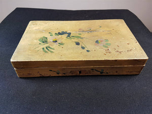 Vintage Hand Painted Wooden Trinket or Jewelry Box 1920's - 1930's