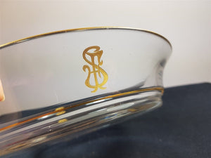 Antique Clear Glass Bowl with Gold Painted Accents Early 1900's