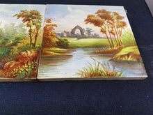 Load image into Gallery viewer, Vintage Hand Painted Rural Landscape Decorative Ceramic Wall Tiles Set of 2  English Countryside
