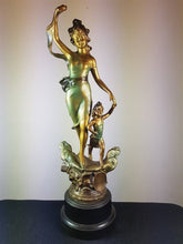 Load image into Gallery viewer, Antique Art Nouveau Lady Mother and Child Statue Sculpture Figurine Spelter Metal on Bakelite Base Early 1900&#39;s - 1920&#39;s Original
