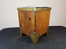 Load image into Gallery viewer, Antique Planter Plant Pot Wood and Brass with Lead Lining Arts and Crafts Movement Late 1800&#39;s
