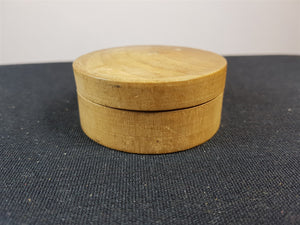 Antique Round Wooden Jewelry or Trinket Box Early 1900's Treen Wood