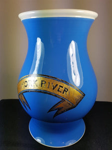 Antique Pharmacy Jar Vase Blue White and Gold Ceramic Pottery Late 1800's Original