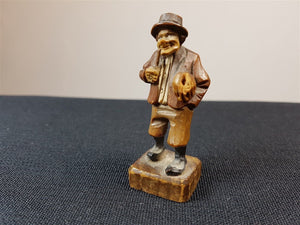 Antique Miniature Hand Carved Wood Man Wooden Carving Statue Sculpture Figurine Vintage Hand Made Original Folk Art