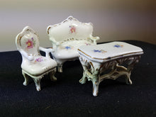 Load image into Gallery viewer, Vintage Miniature Doll House Furniture Set Chair Sofa Couch Table French Ceramic Porcelain

