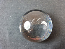 Load image into Gallery viewer, Antique Clear Crystal Glass Paperweight with VC Initials Monogrammed Etched Victorian
