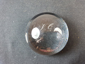Antique Clear Crystal Glass Paperweight with VC Initials Monogrammed Etched Victorian