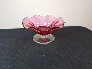 Vintage Pink Cranberry Glass Compote Bowl Candy Dish