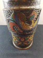 Load image into Gallery viewer, Antique Chinese Cloisonne and Copper Metal Vase or Display Cane or Umbrella Stand Original
