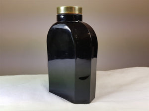 Vintage Black Glass Bottle Jar for Dusting Powder Art Deco 1920's - 1930's