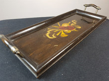 Load image into Gallery viewer, Antique Wooden Serving or Vanity Tray with Hand Painted Musical Instruments Early 1900&#39;s Wood and Metal Decorative
