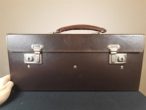 Vintage Brown Leather Jewelers Traveling Jewelry Salesman Display Carrying Case Bag 1930's Original