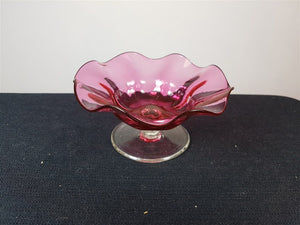 Vintage Pink Cranberry Glass Compote Bowl Candy Dish
