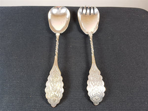 Vintage Silver Plated Serving Fork and Spoon Set 1930's - 1940's EPNS