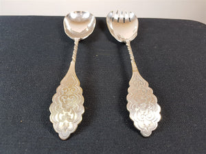 Vintage Silver Plated Serving Fork and Spoon Set 1930's - 1940's EPNS