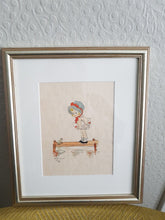 Load image into Gallery viewer, Vintage Sweetheart Watercolor Painting Illustration Drawing Original Art Signed by Artist Arthur Lamb 1926 Girl and Frog in Frame Framed
