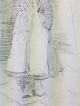Load image into Gallery viewer, Antique Graphite Pencil Drawing of a Girl Woman or Lady on Paper Victorian Original Art 1800&#39;s Sketch
