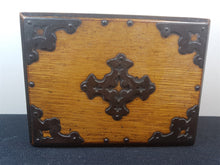 Load image into Gallery viewer, Antique Jewelry Trinket or Sewing Box Wood and Metal Victorian 1800&#39;s Original Wooden
