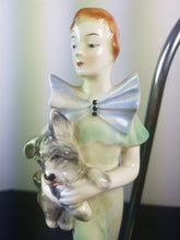 Load image into Gallery viewer, Vintage Art Deco Ceramic Flapper Lady and Terrier Dog Figurine Table or Desk Lamp 1920&#39;s Original and Working
