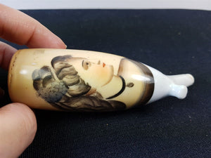Antique German Pipe Bowl Porcelain with Hand Painted Lady 1800's Victorian