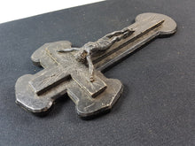 Load image into Gallery viewer, Antique French Crucifix Cross Wood and Metal 1800&#39;s Original Wall Hanging Hand Carved Wooden
