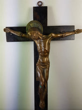 Load image into Gallery viewer, Antique Crucifix Cross Wood and Bronze German Herimann Signed
