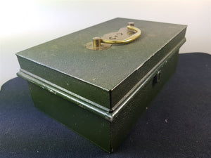 Vintage Metal Cash Money Box 1920's - 1930's with Removable Coin Tray Tin Metal and Brass