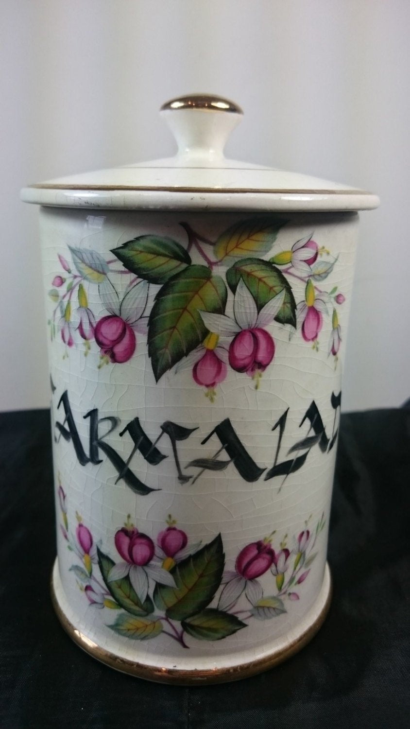 Vintage Hand Painted Ceramic Pottery Marmalade Jar