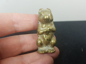 Antique Teddy Bear Figurine Solid Brass Metal Victorian 1800's Animal Weight