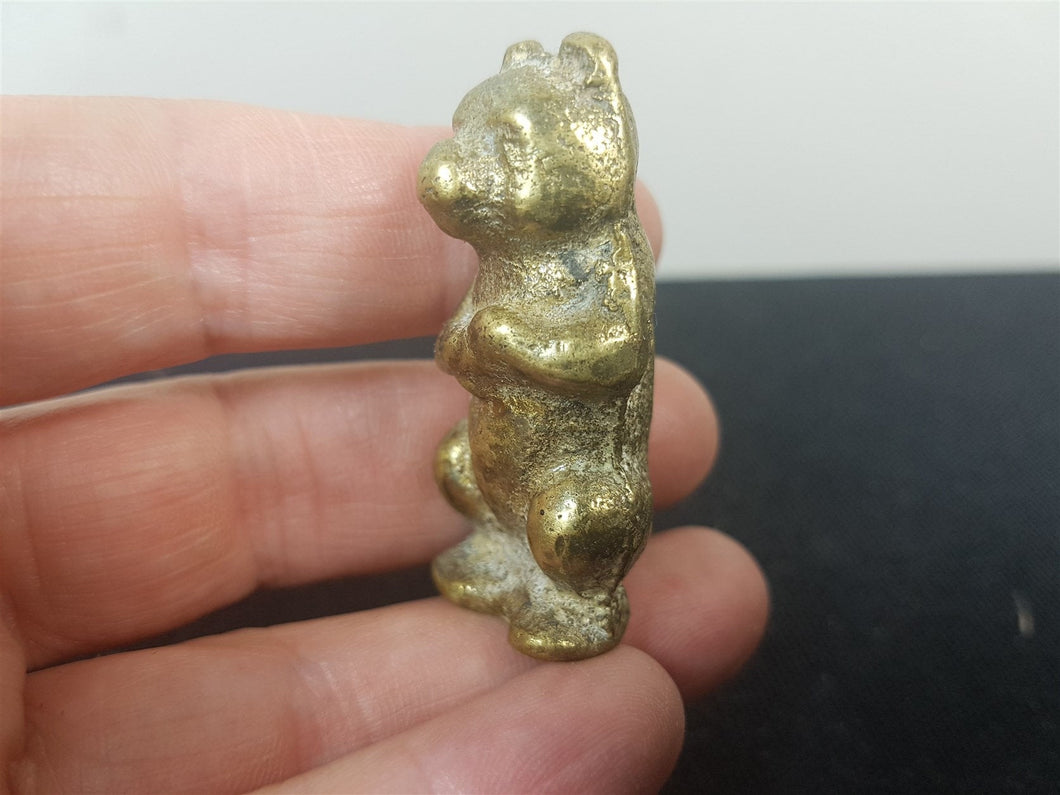 Antique Teddy Bear Figurine Solid Brass Metal Victorian 1800's Animal Weight