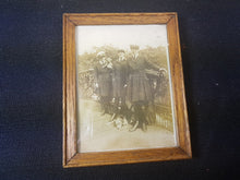 Load image into Gallery viewer, Vintage Miniature Oak Wood Frame with Picture of Women in Uniform and Dogs 1920&#39;s Wooden
