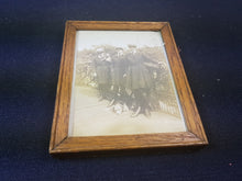 Load image into Gallery viewer, Vintage Miniature Oak Wood Frame with Picture of Women in Uniform and Dogs 1920&#39;s Wooden
