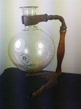 Load image into Gallery viewer, Antique Laboratory Flask Bottle with Wood Handle and Cast Iron Claw Feet Stand Scientific 1800&#39;s Original Rare Unusual Oddity
