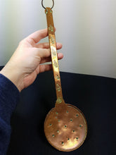 Load image into Gallery viewer, Antique Strainer Spoon Ladle Copper Metal Hand Made Original 1800&#39;s
