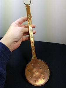 Antique Strainer Spoon Ladle Copper Metal Hand Made Original 1800's