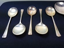 Load image into Gallery viewer, Vintage Silver Plated Dessert Serving Spoons Set 1920&#39;s - 1930&#39;s Art Deco Retro JT S Hallmark
