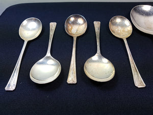 Vintage Silver Plated Dessert Serving Spoons Set 1920's - 1930's Art Deco Retro JT S Hallmark