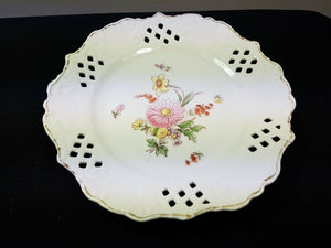 Antique Gebetzlich Geschutz Serving Plate with Painted Flowers Ceramic Pottery Austria Austrian Victorian