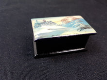 Load image into Gallery viewer, Vintage Russian Trinket or Jewelry Box with Hand Painted Winter Landscape Art Painting Lacquer Ware

