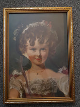 Load image into Gallery viewer, Vintage Sir Thomas Lawrence Miss Murray Portrait Print in Gold Gilt Frame Young Girl
