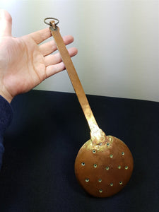 Antique Strainer Spoon Ladle Copper Metal Hand Made Original 1800's