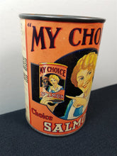Load image into Gallery viewer, Vintage Tin Can with Original Label Money Box Secret Savings Bank Safe 1940&#39;s
