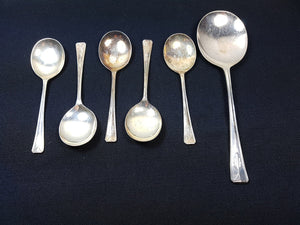 Vintage Silver Plated Dessert Serving Spoons Set 1920's - 1930's Art Deco Retro JT S Hallmark