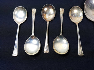 Vintage Silver Plated Dessert Serving Spoons Set 1920's - 1930's Art Deco Retro JT S Hallmark