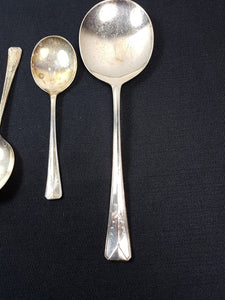 Vintage Silver Plated Dessert Serving Spoons Set 1920's - 1930's Art Deco Retro JT S Hallmark